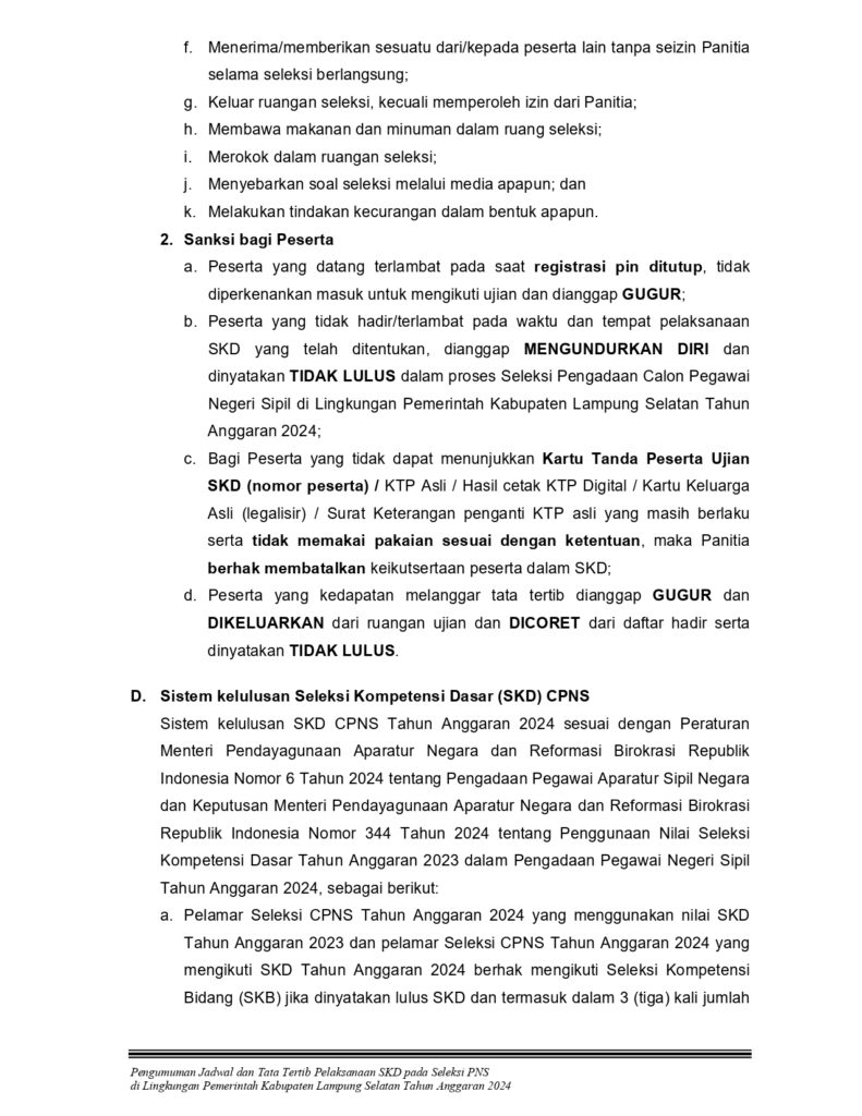 Jadwal Dan Tata Tertib Pelaksanaan Seleksi Skd Pada Seleksi Pengadaan